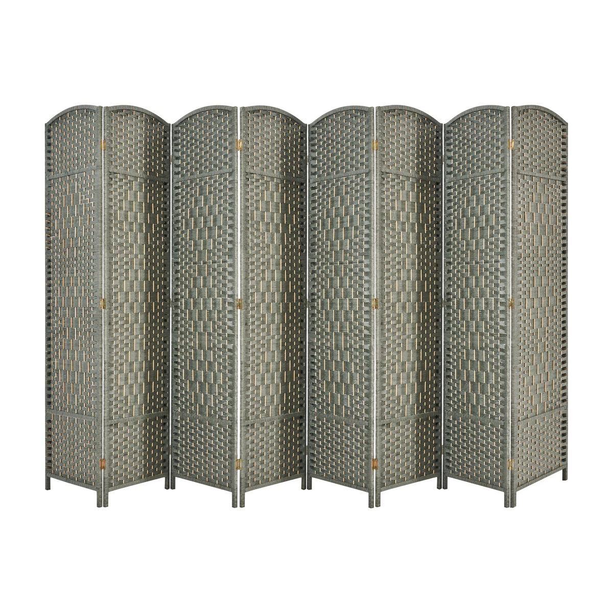 5.7ft Wood Fiber Woven 8 Panels Grey Room Divider G859