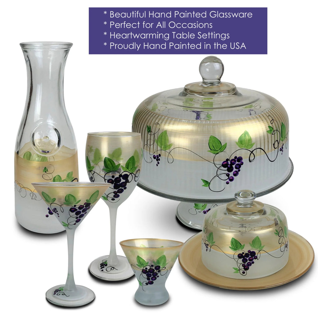 Set of 2 Gold Hand Painted Martini Drinking Glasses 7.5 oz Q85303