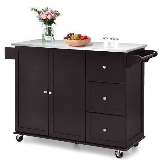 Kitchen Island Storage Cabinet with Stainless Steel Top K6960