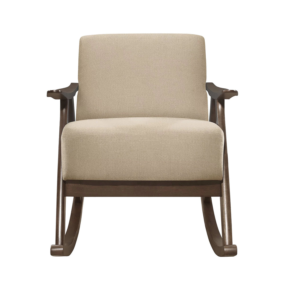Light Brown Fabric Upholstered Rocking Chair P4906