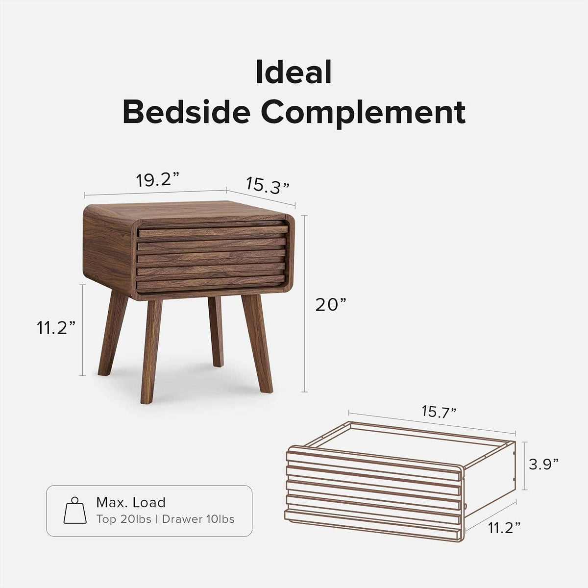 Walnut Side Table with Slatted Door E222780