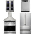 36 Gas Range, Range Hood, Refrigerator, Dishwasher and Wine Cooler O7526