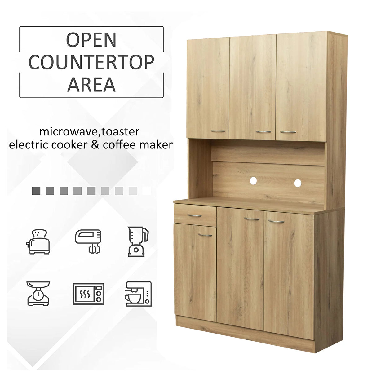 70.87" Tall Wardrobe & Kitchen Cabinet with 6 Doors 1 Drawer Rustic Oak A924341