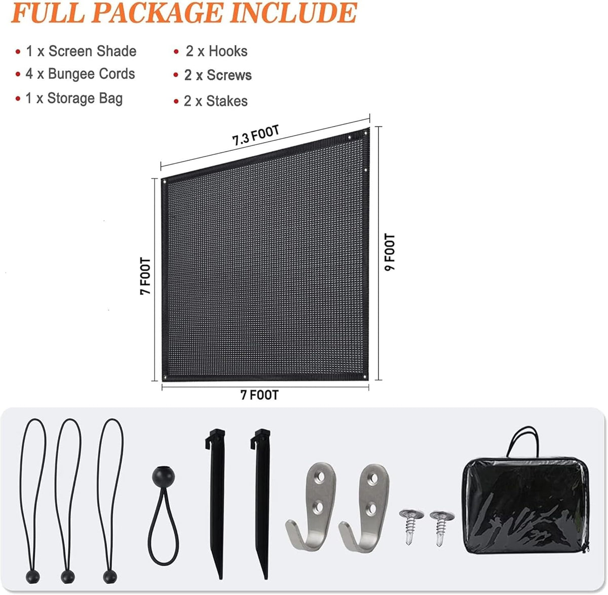 Black Mesh RV Awning Sunshade 15' x 9' D69825
