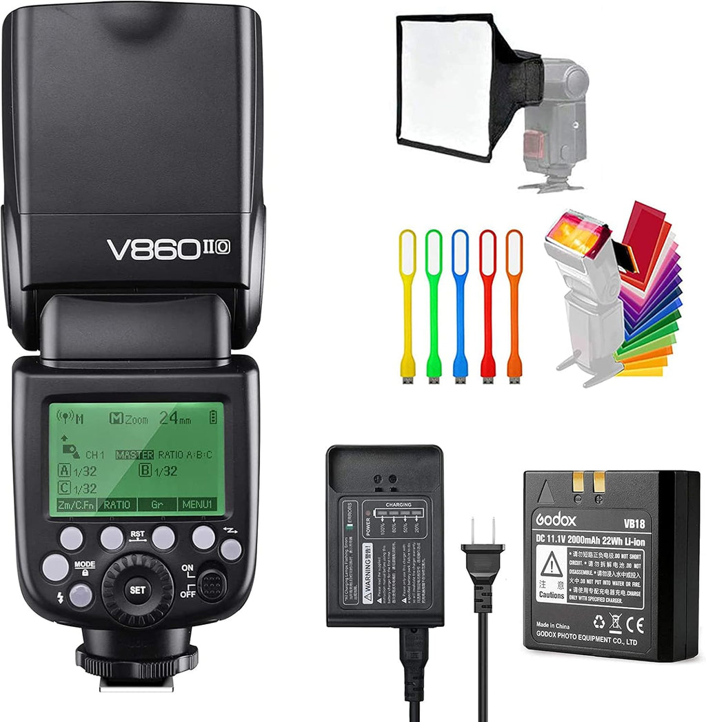 TTL GN60 2.4G High-Speed Sync Li-ion Battery Camera Flash Speedlite with Softbox A25064