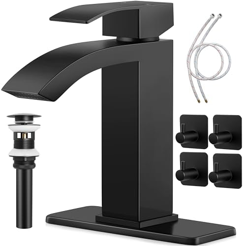 Brushed Nickel Single Handle Waterfall Bathroom Sink Faucet with Pop Up Drain K80843