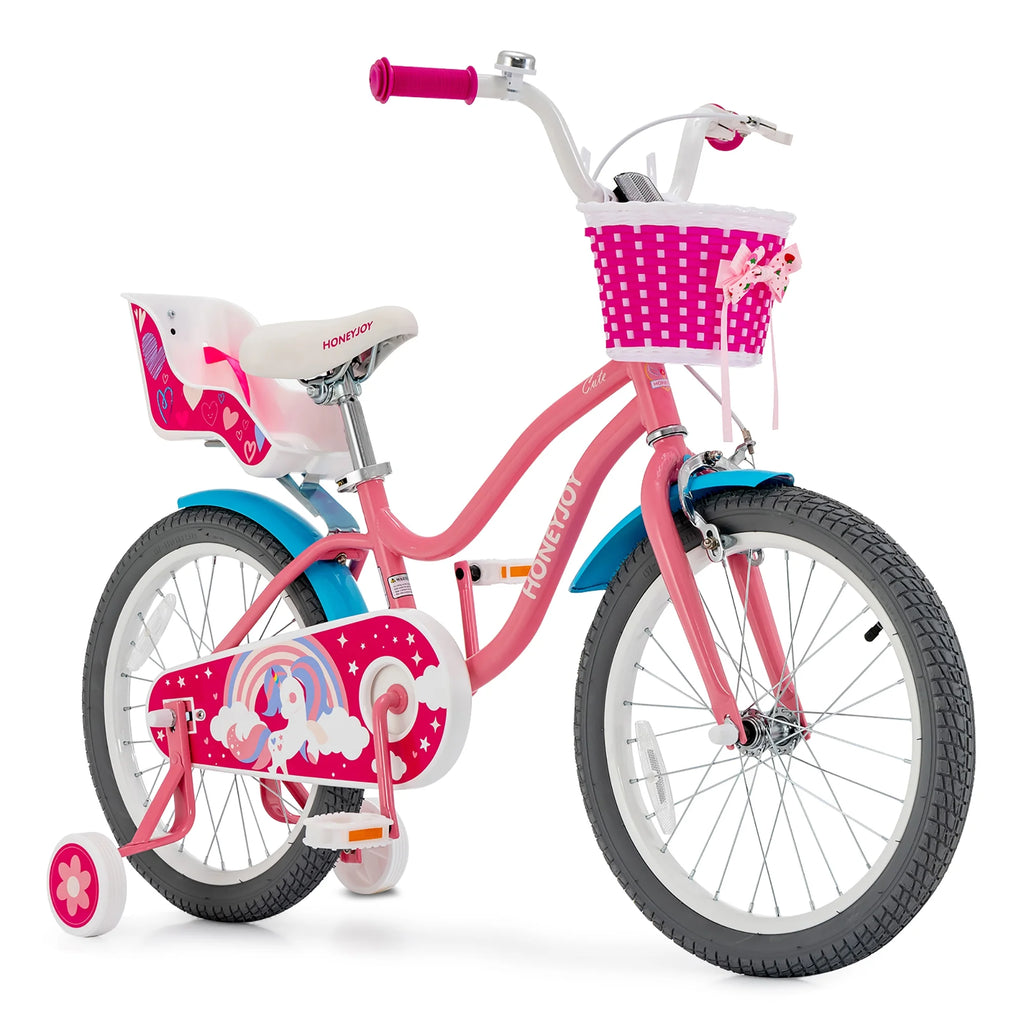 18 Inches Kids Bicycle with Training Wheels Pink D5691
