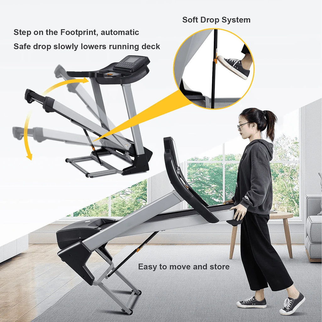 3HP Folding Treadmill with 15% Auto Incline, 300 LBS Capacity P974