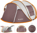 4 Person Pop Up Tent with 2 Mesh Windows & Doors Waterproof Brown V179689