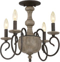 4-Light Rustic Black Semi-Flush Ceiling Lighting W292