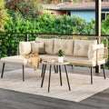 4-Piece Wicker Patio Bistro Set with Cushions and Metal Table N93614