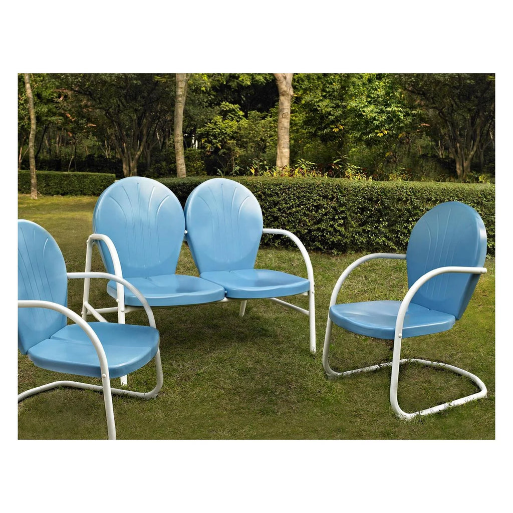 3Pc White Gloss Outdoor Metal Conversation Set P621698