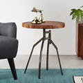 Solid Wood Round End Table with Metal Leg J6931