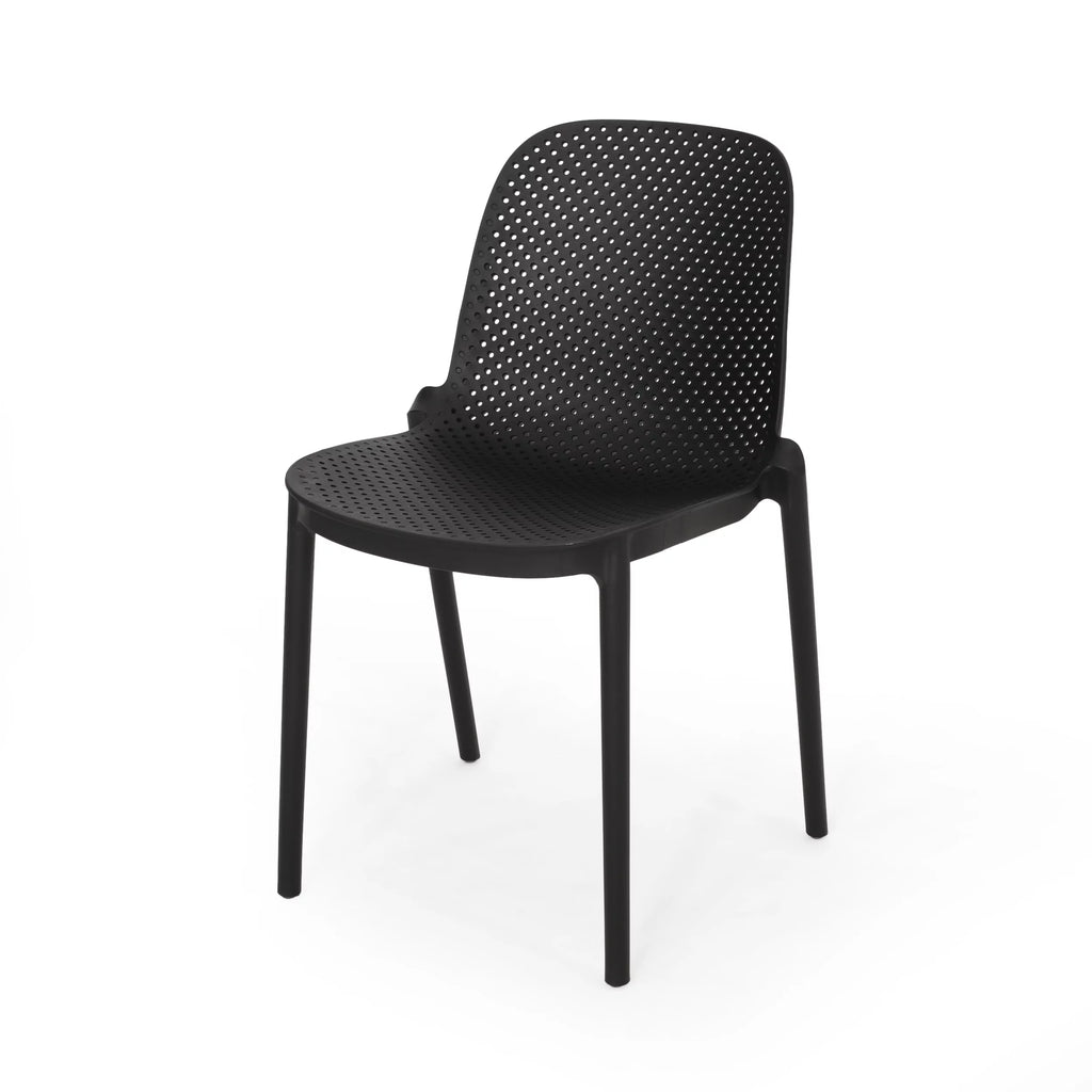 White Plastic Patio Dining Chair Set of 2 K473