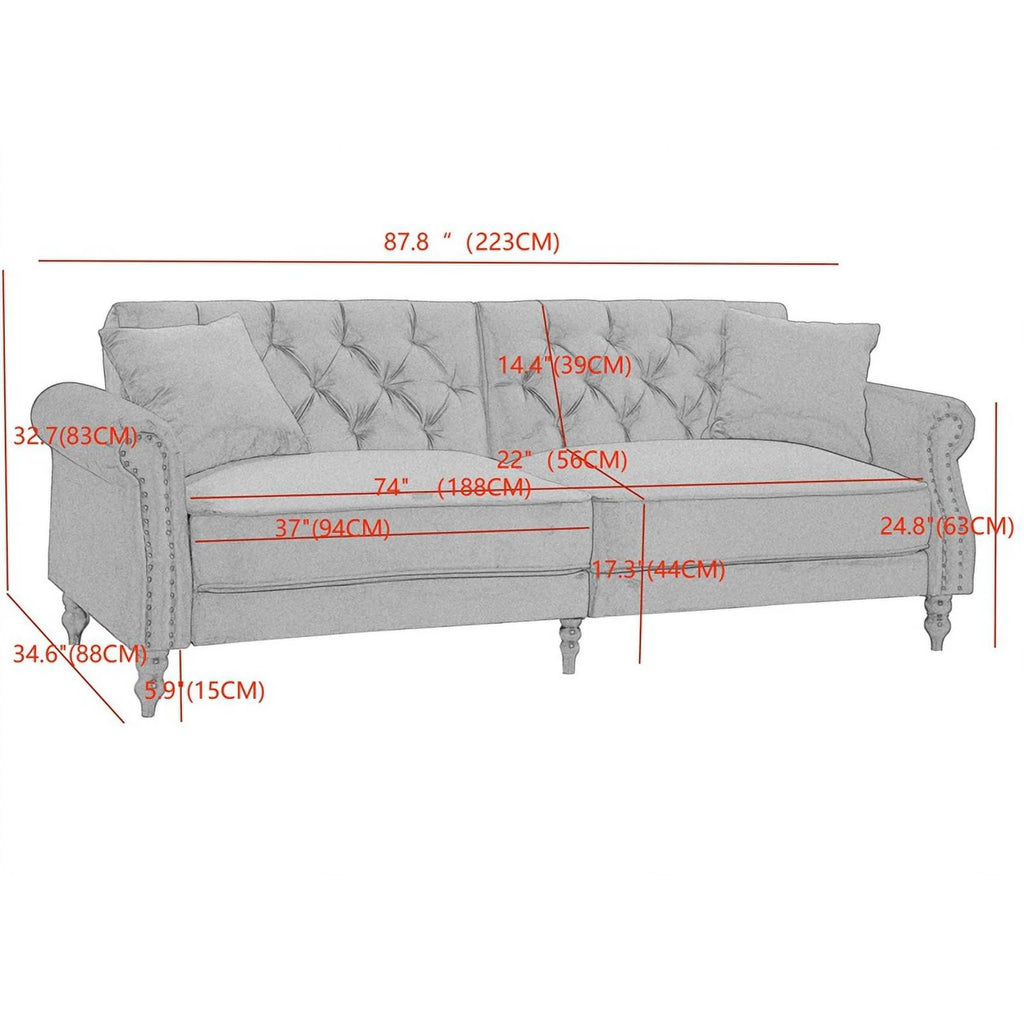 Blue Velvet Convertible Sofa Bed K395