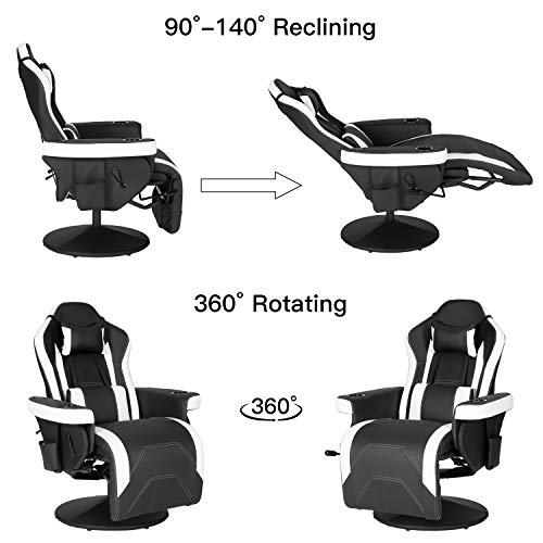 Black Blue Gaming Recliner Chair with Speakers and Massage E68450