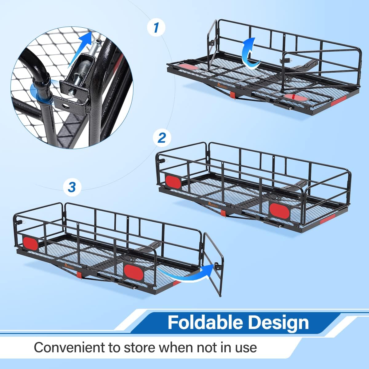 Folding Hitch Mount Cargo Carrier with Ratchet Straps K9058