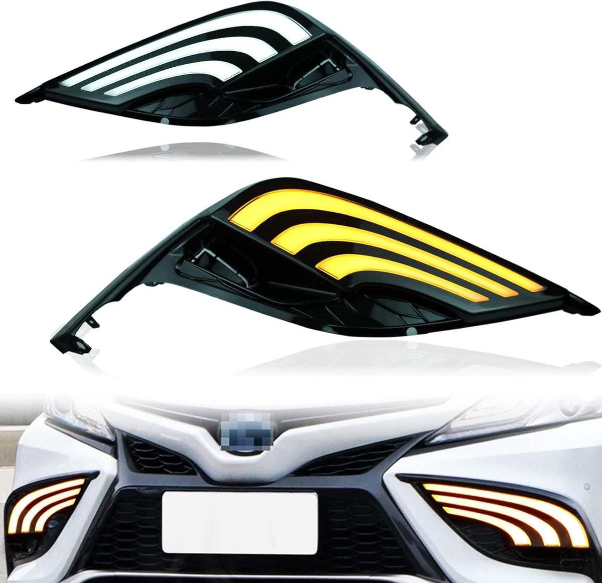 White Amber LED Front Fog Daytime Running Lamp with Dynamic Flash Turn Signal J15024
