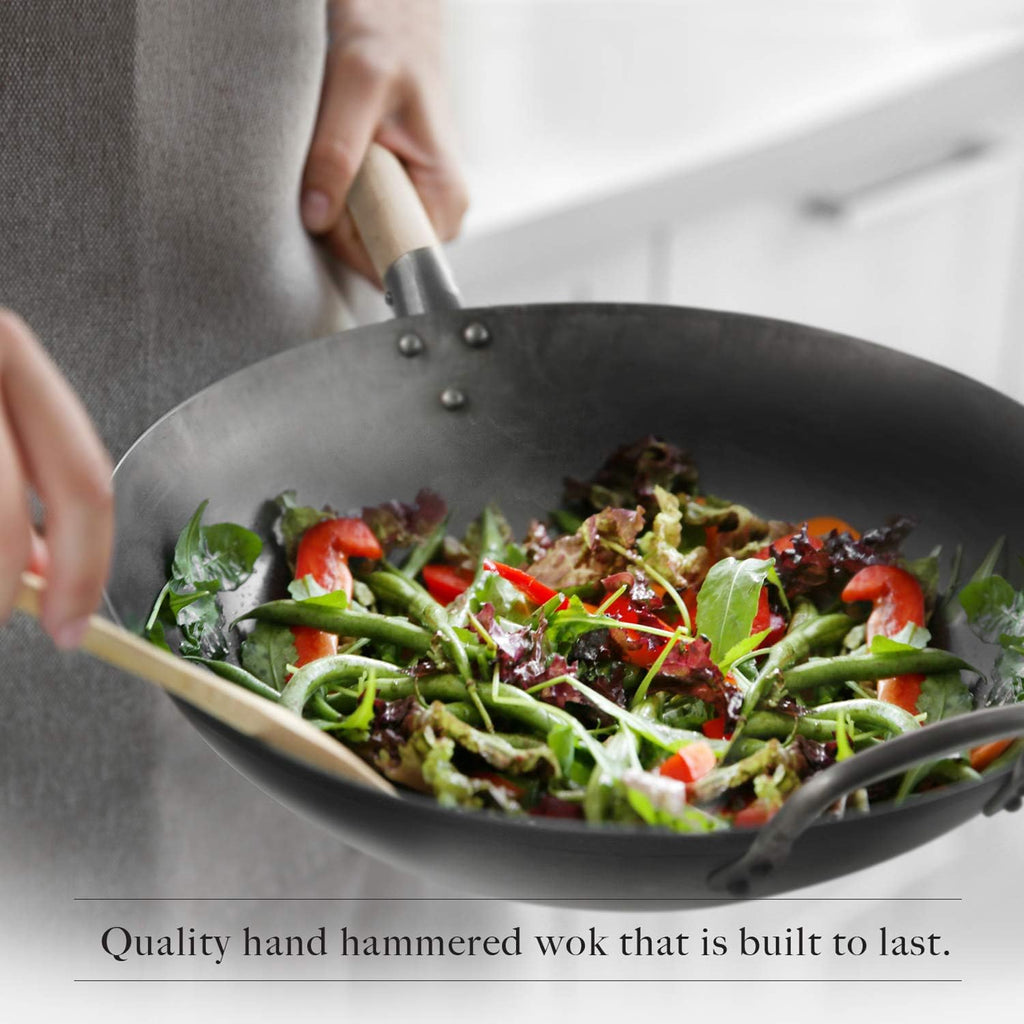 Flat Bottom Carbon Steel Wok Pan 14 Pack of 2 I801236