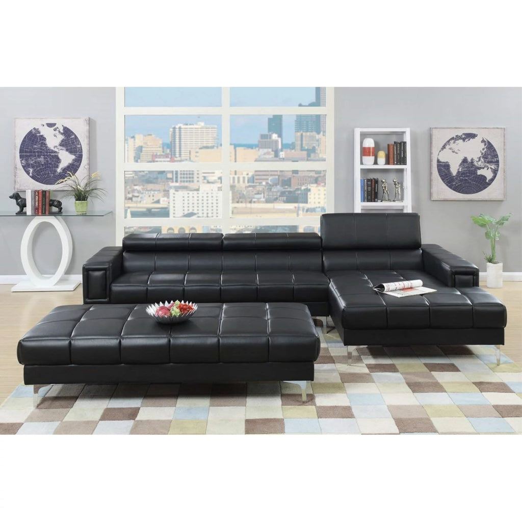 Black Bonded Leather 2 Piece Sectional Set X427