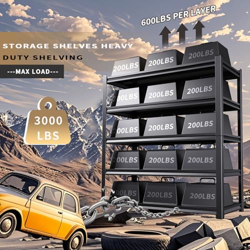 72" H Heavy Duty 5-Tier Adjustable Metal Shelving Unit G28520