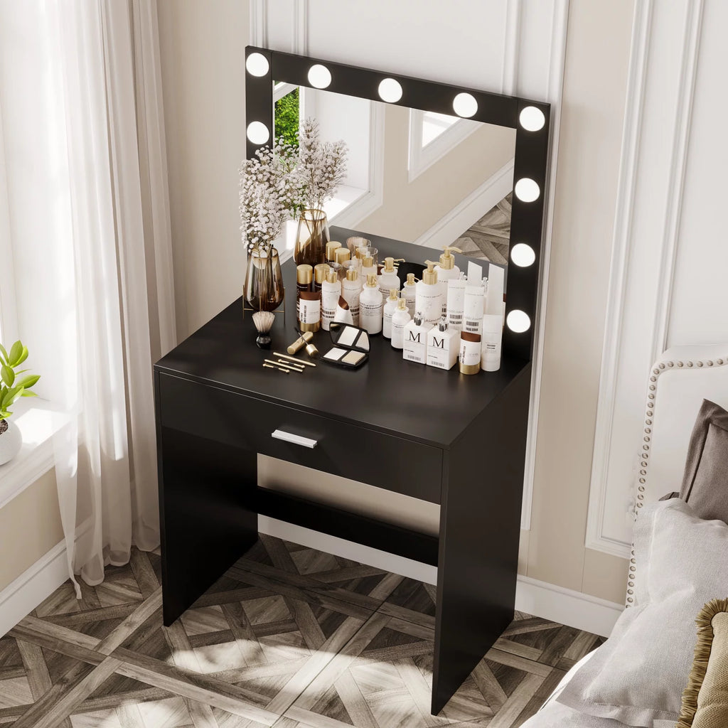 Black Makeup Vanity Table with Mirror K24804