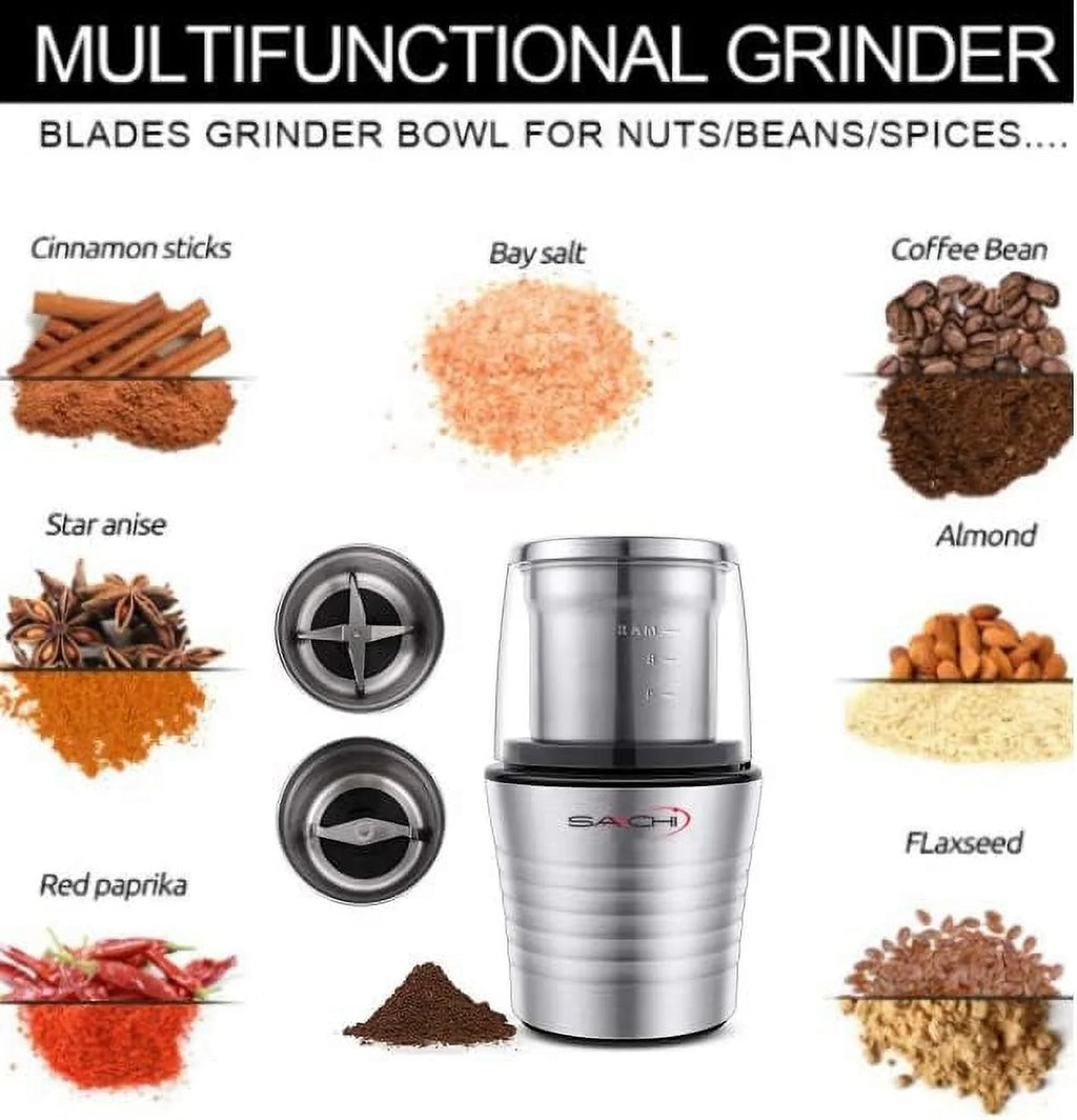 Electric Coffee Grinder Wet And Dry Spice Grinder with 2 Stainless Steel Blades K686