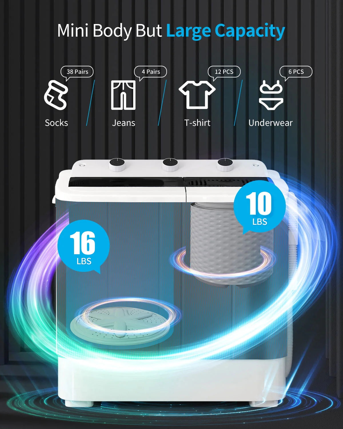 Portable 26lbs Twin Tub Wash&Spin Combo N805913