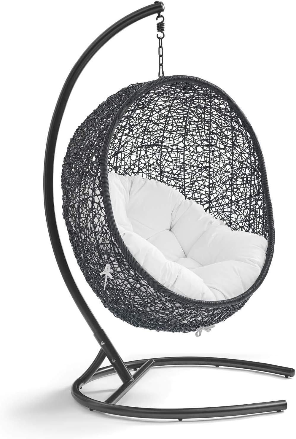 Beige Wicker Rattan Swing Chair with Stand F3553