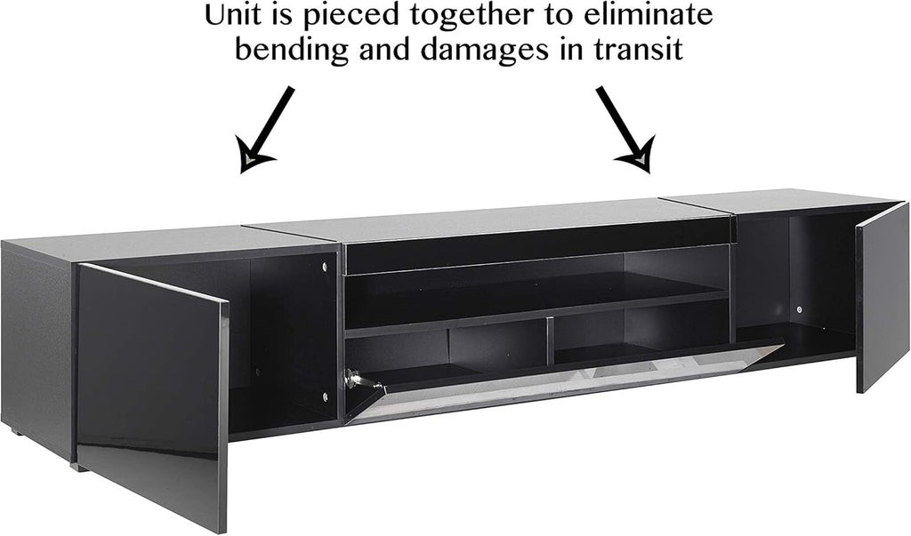 Modern Black Modular TV Cabinet with LED Lights L7184