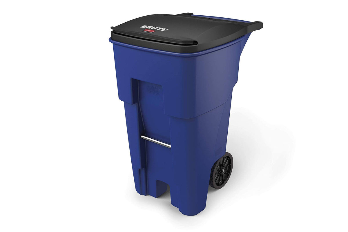 65 gal Blue Rectangular Trash Can J572531