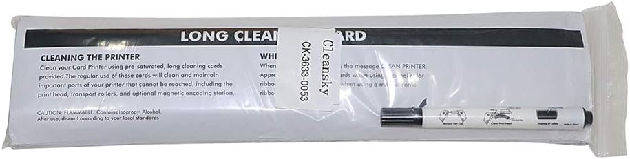 ID Card Printer Cleaning Kit, Pack of 10 Cards and 1 Cleaning Pen F9839