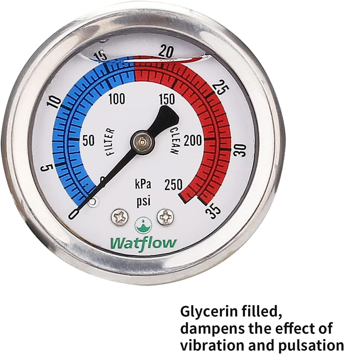 2 Dial Glycerine Filled Pool Filter Pressure Gauge S11119