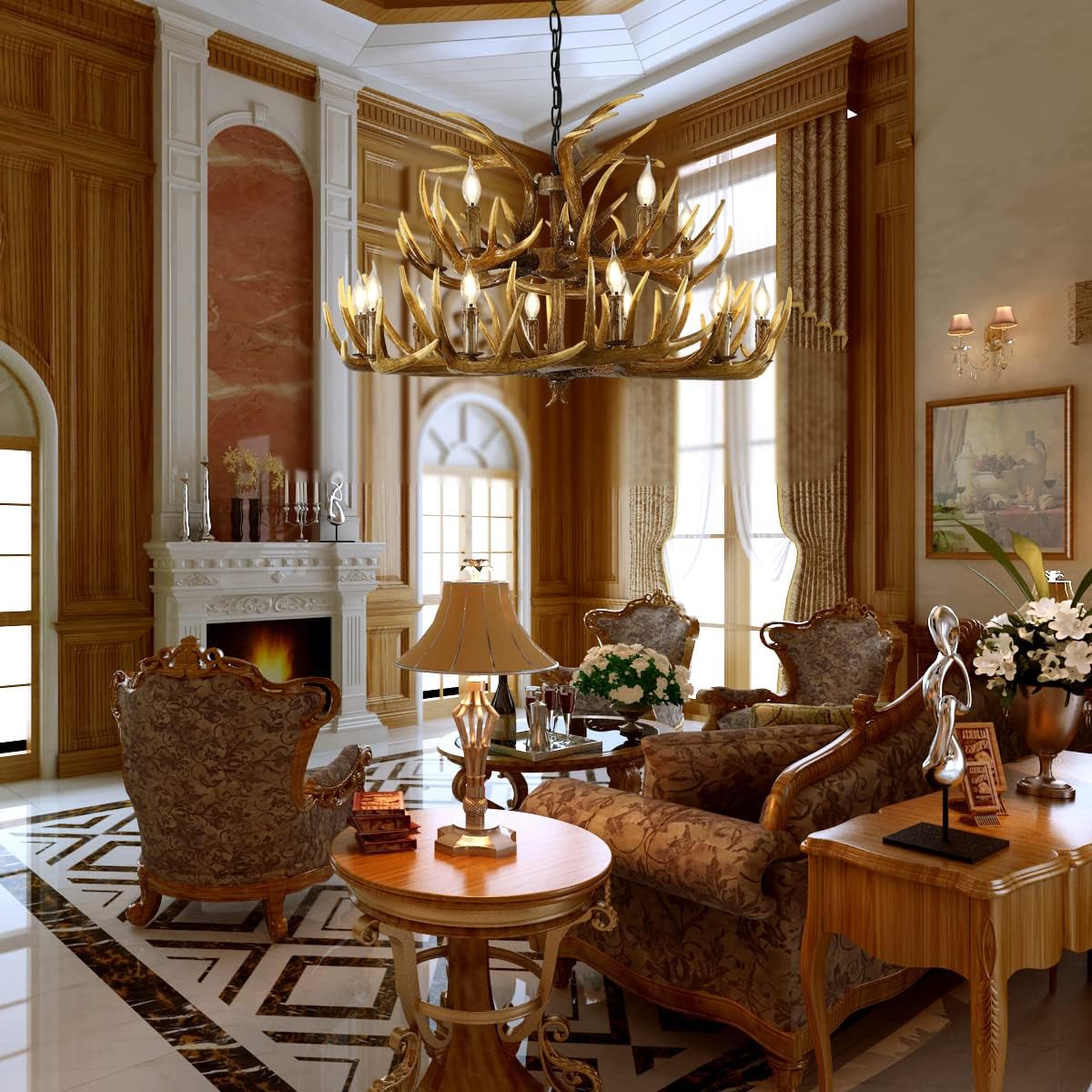 Antler Chandelier 9 Lights E12 Base D477407