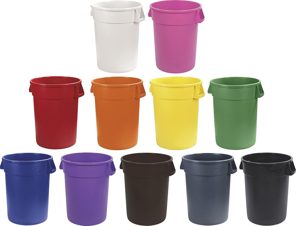 Green 32 Gallon Round Waste Container Pack of 2 R8382