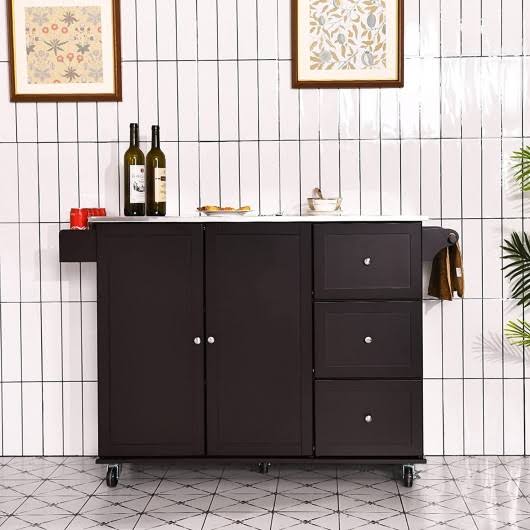 Kitchen Island Storage Cabinet with Stainless Steel Top K6960