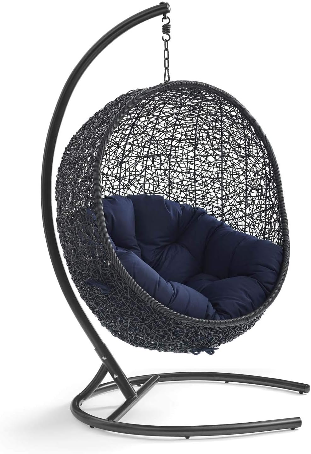 Beige Wicker Rattan Swing Chair with Stand F3553