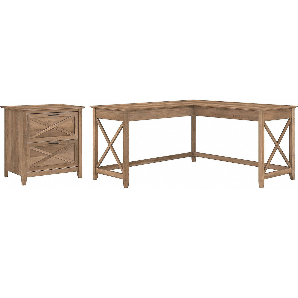 L Shaped Desk with 2 Drawer File Cabinet X2212