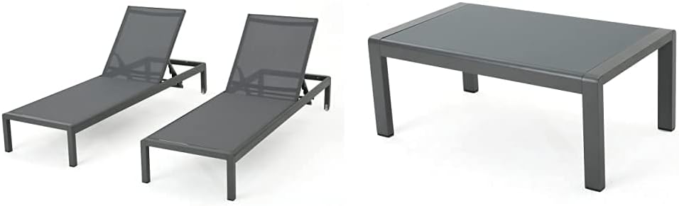 Grey Outdoor Aluminum Chaise Lounges 2-Pcs Set A6073