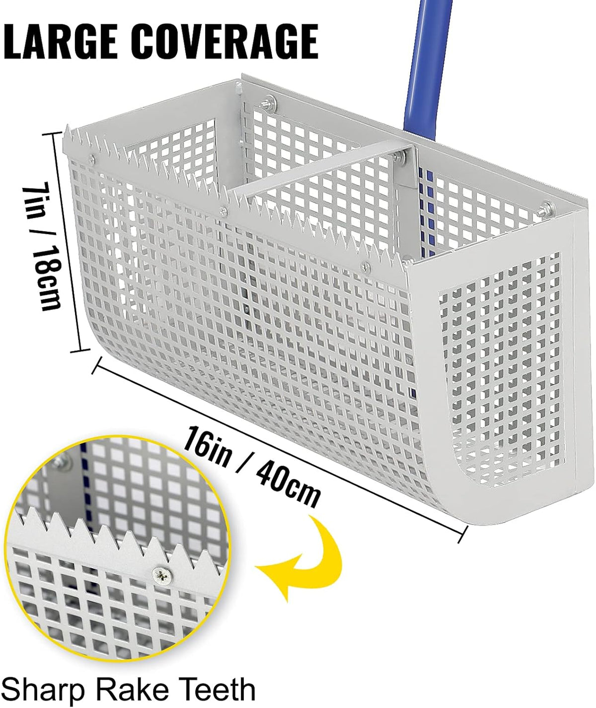 Sand Rake with 165 inches Detachable Pole Rope Net L235