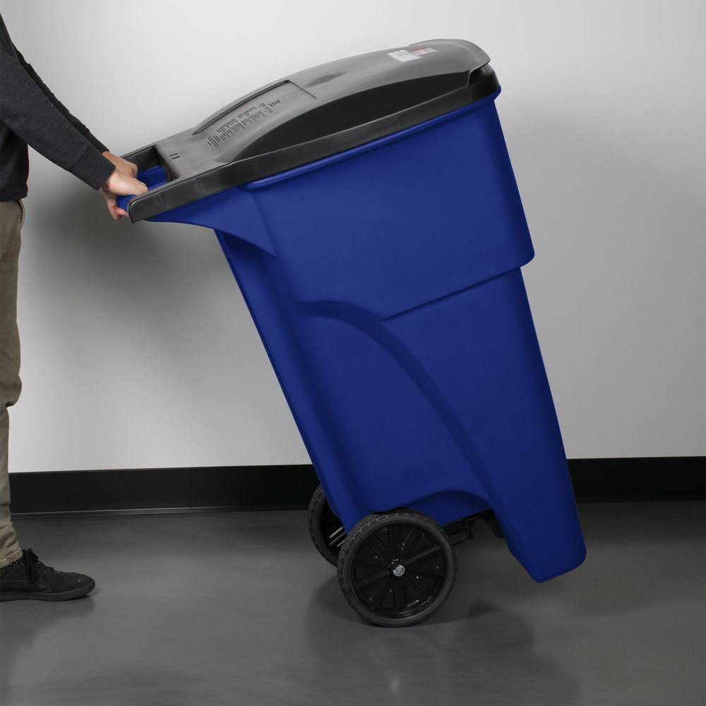 65 gal Blue Rectangular Trash Can J572531