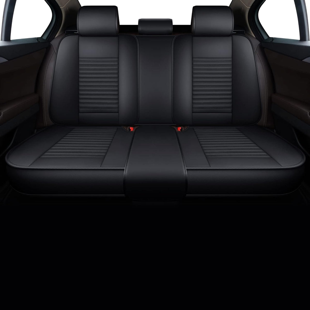 Black Faux Leather Automotive Seat Covers D689470