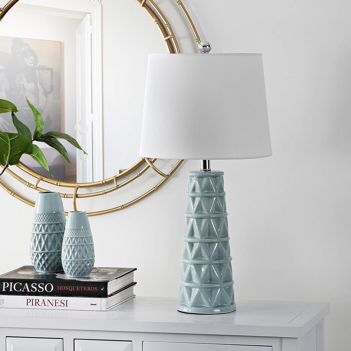 Soft Blue Ceramic 26-inch Table Lamp Z433273