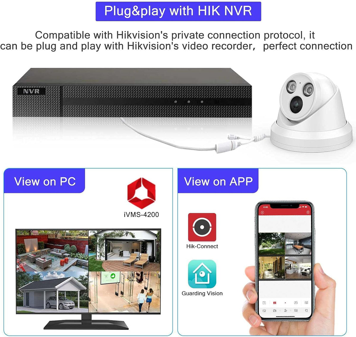 4K 8MP Outdoor PoE IP Turret Camera with Mic, 2.8mm Lens, IP67 F7370
