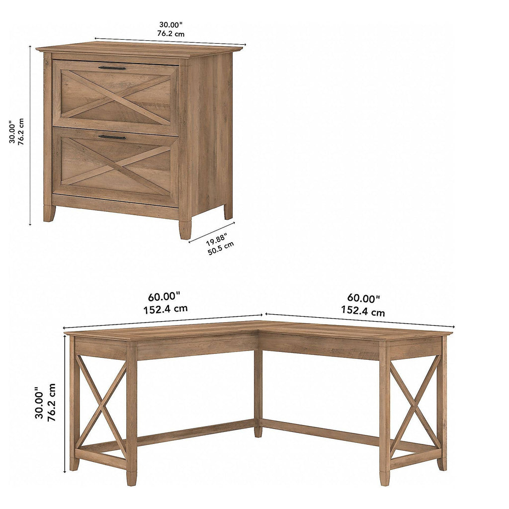 L Shaped Desk with 2 Drawer File Cabinet X2212