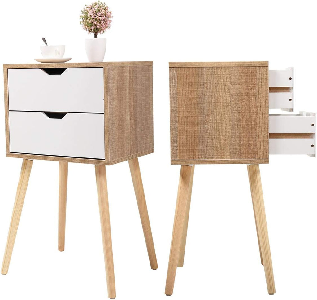 Set of 2 Wood Storage End Table Nightstand M264