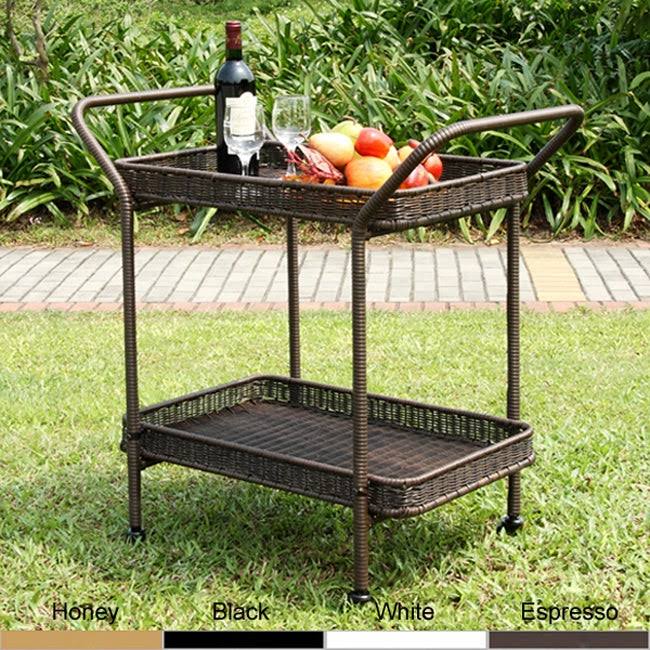 Brown Wicker Patio Serving Cart Z5043