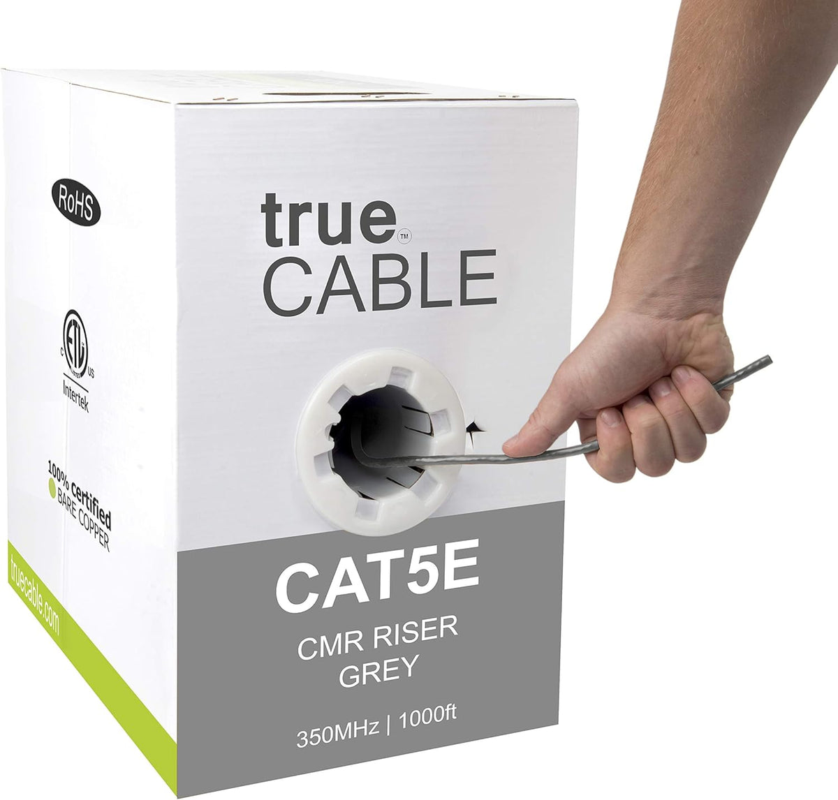 Gray 1000ft Cat5e Riser UTP Bulk Ethernet Cable U35452