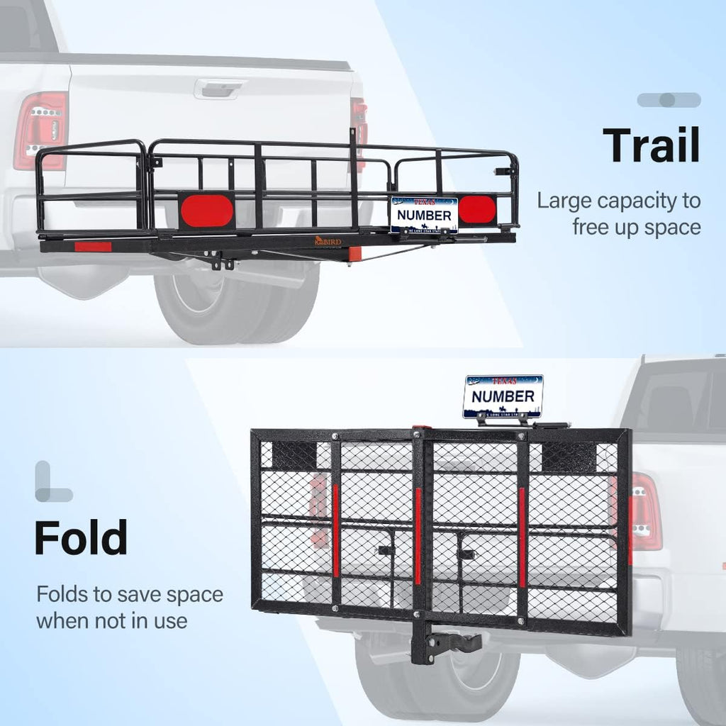 Folding Hitch Mount Cargo Carrier with Ratchet Straps K9058