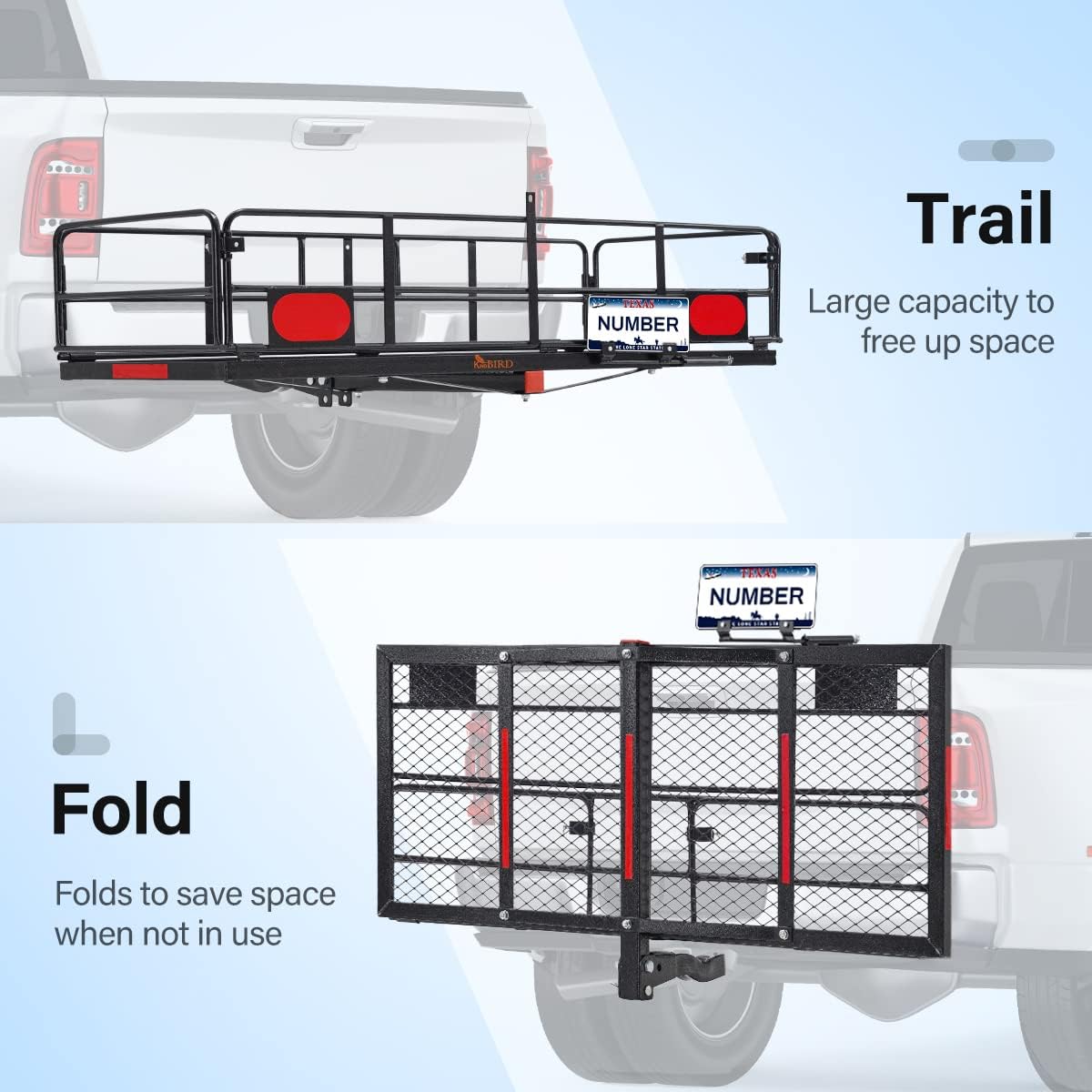 Folding Hitch Mount Cargo Carrier with Ratchet Straps K9058